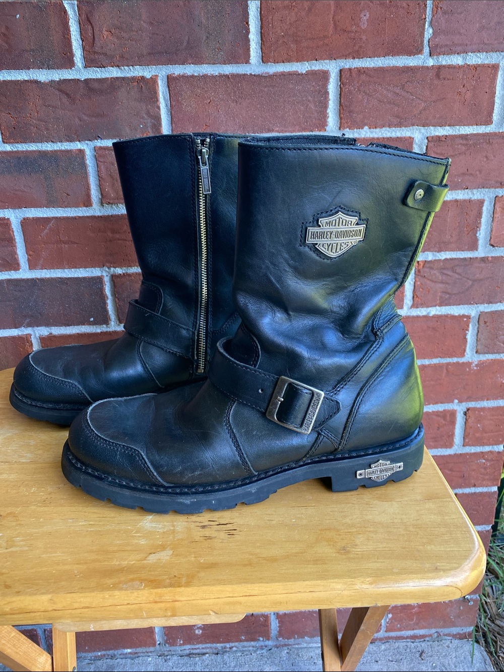 Harley-Davidson men's black leather engineer motorcycle boots size 9